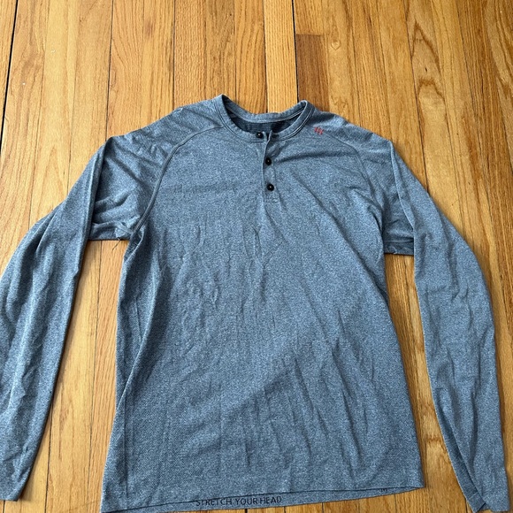 LULULEMON Mens Gray Henley Long Sleeve Tee - Picture 3 of 6